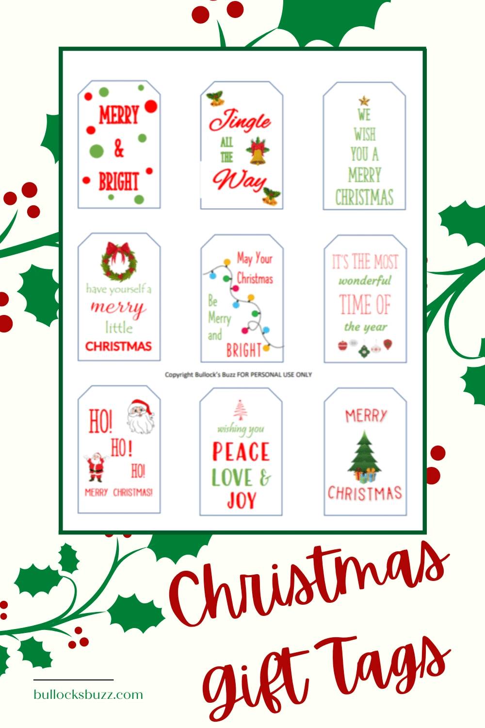 Free Printable Christmas Gift Tags - Bullock&amp;#039;S Buzz regarding Christmas Goodie Bag Tags Printable