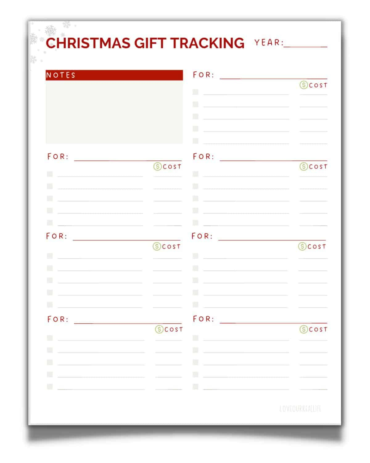 Free Printable Christmas Gift Tracking List- Get Organized ⋆ Love in Christmas Gift List Tracker Free Printable