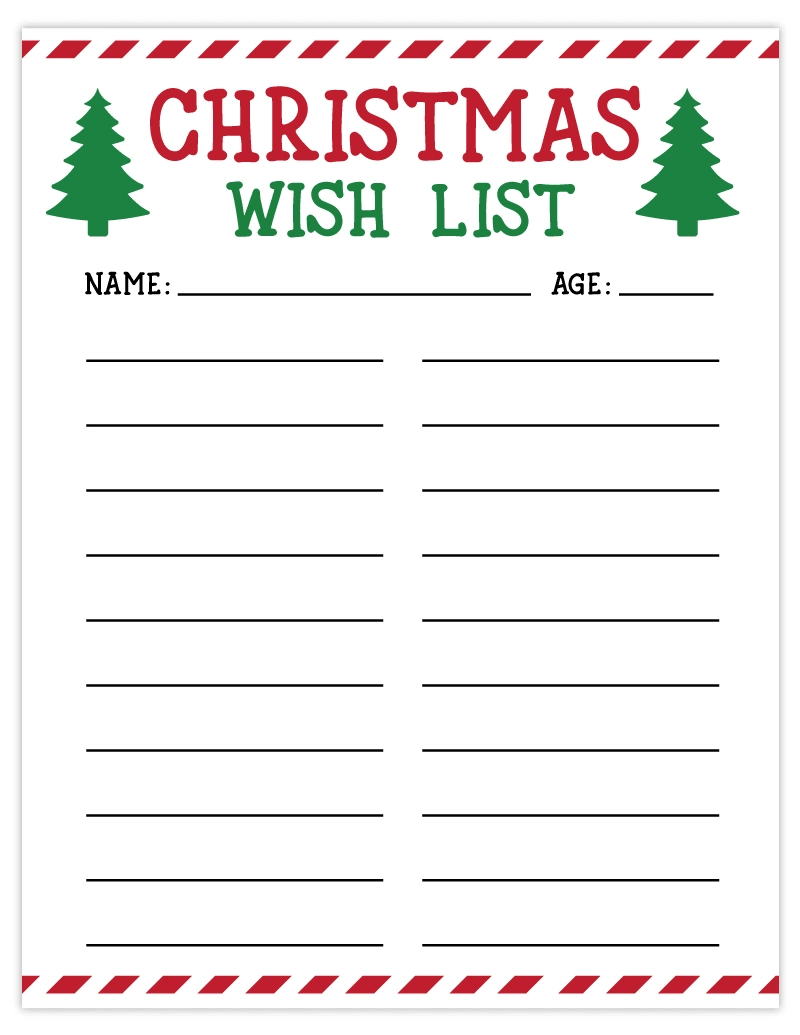 Free Printable Christmas List | Wish List For Kids - Pjs And Paint regarding Free Printable Christmas Wishlist Template