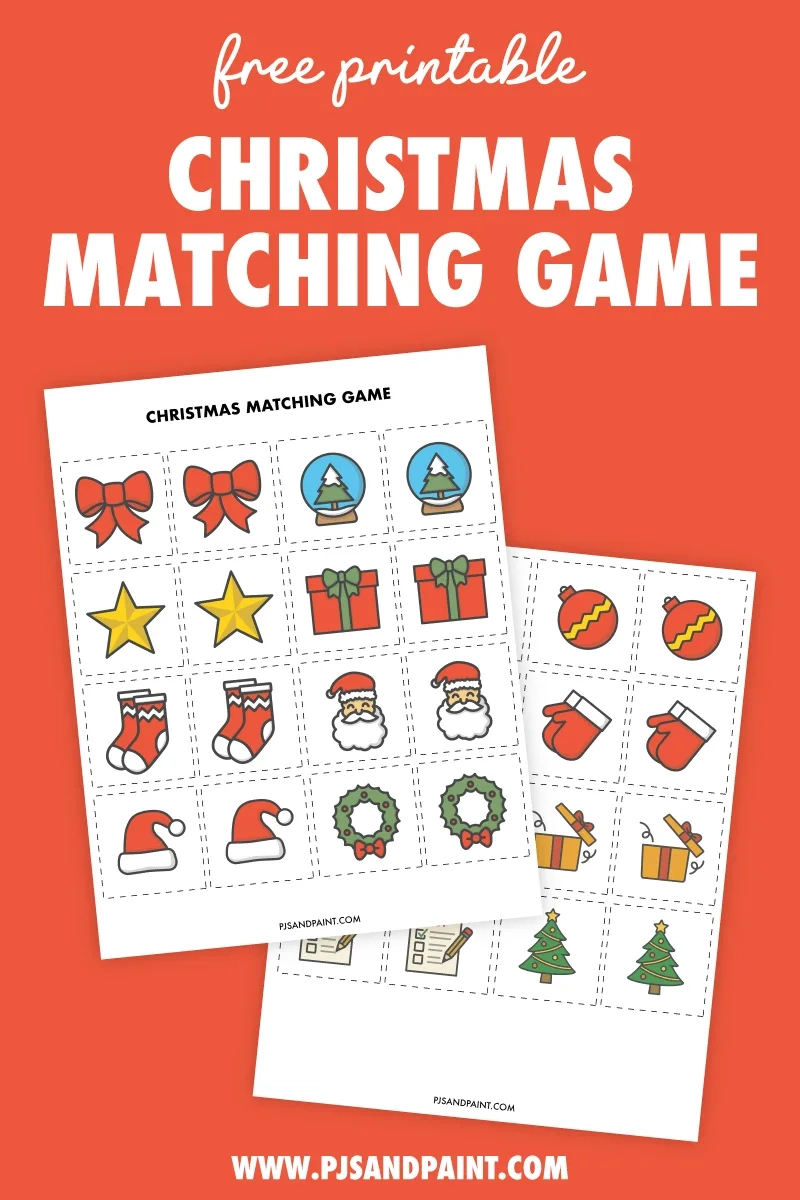 Free Printable Christmas Matching Game - Pjs And Paint inside Free Printable Christmas Matching Games