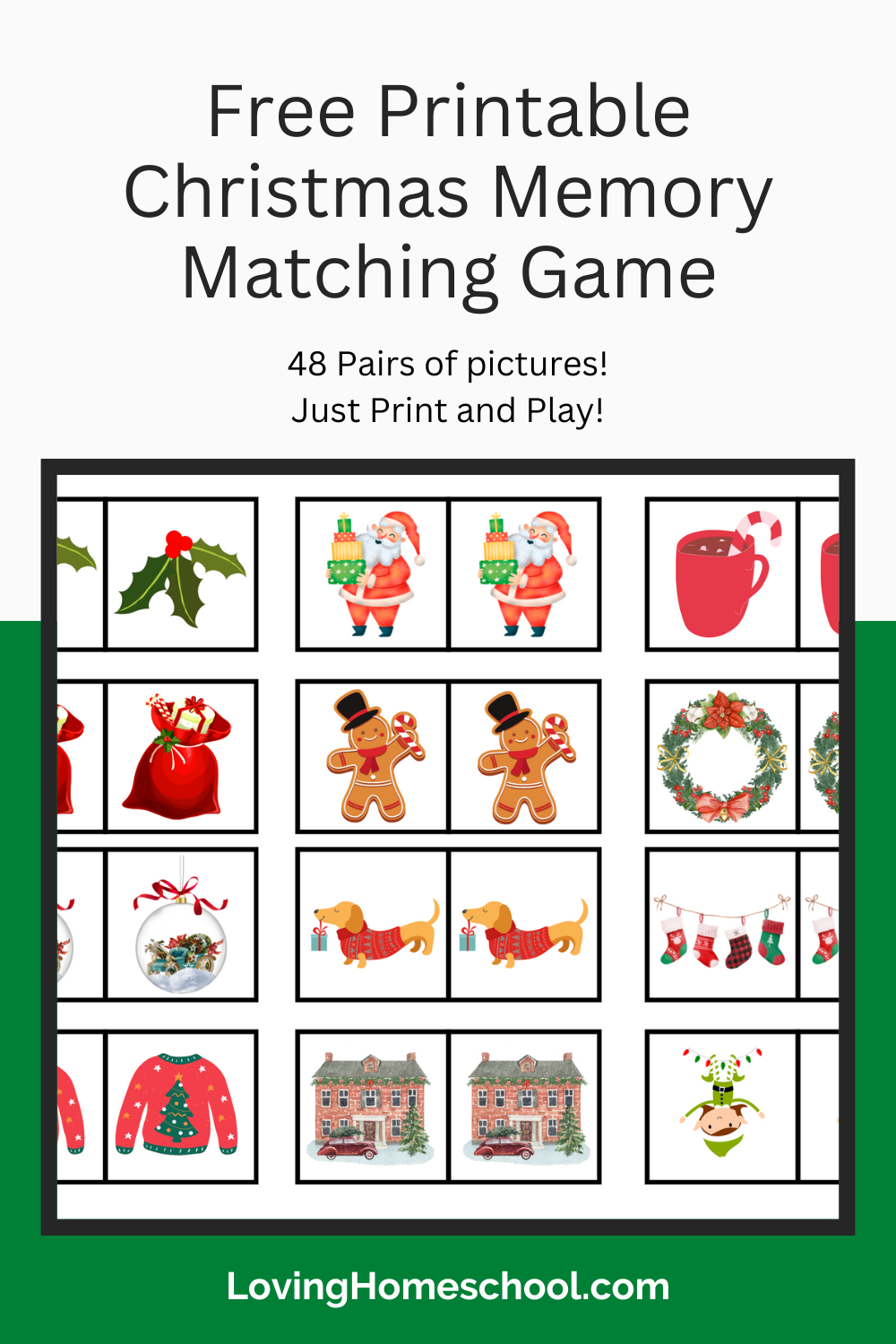 Free Printable Christmas Memory Matching Game - Lovinghomeschool pertaining to Free Printable Christmas Memory Game