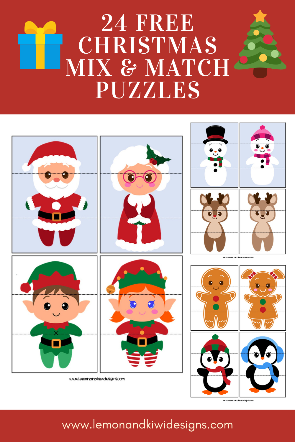 Free Printable Christmas Mix And Match Puzzles - Lemon And Kiwi regarding Free Printable Christmas Picture Puzzles