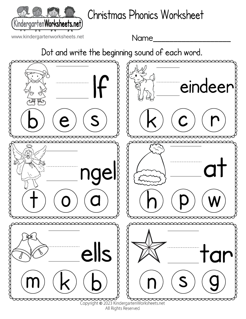 Free Printable Christmas Phonics Worksheet in Free Printable Christmas Worksheets For Preschool
