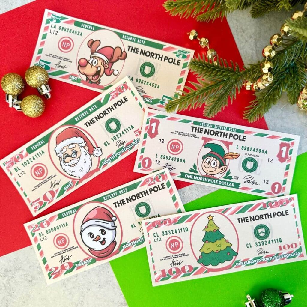 Free Printable Christmas Play Money (Aka North Pole Dollars) with Free Printable Printable Christmas Money
