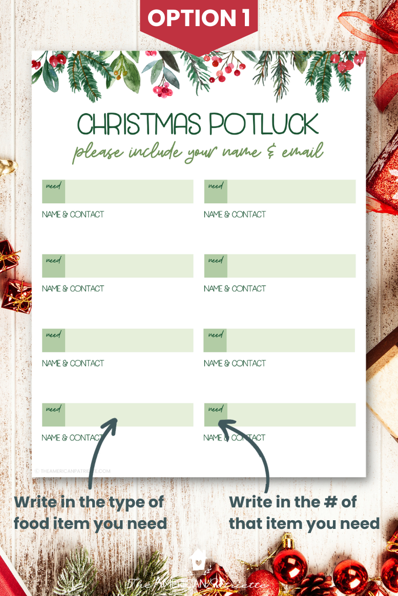 Free Printable Christmas Potluck Sign Up Sheets - The American intended for Free Printable Christmas Party Sign Up Sheet Template
