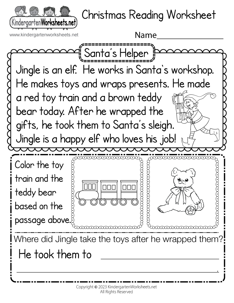 Free Printable Christmas Reading Worksheet with Free Printable Christmas Reading Comprehension