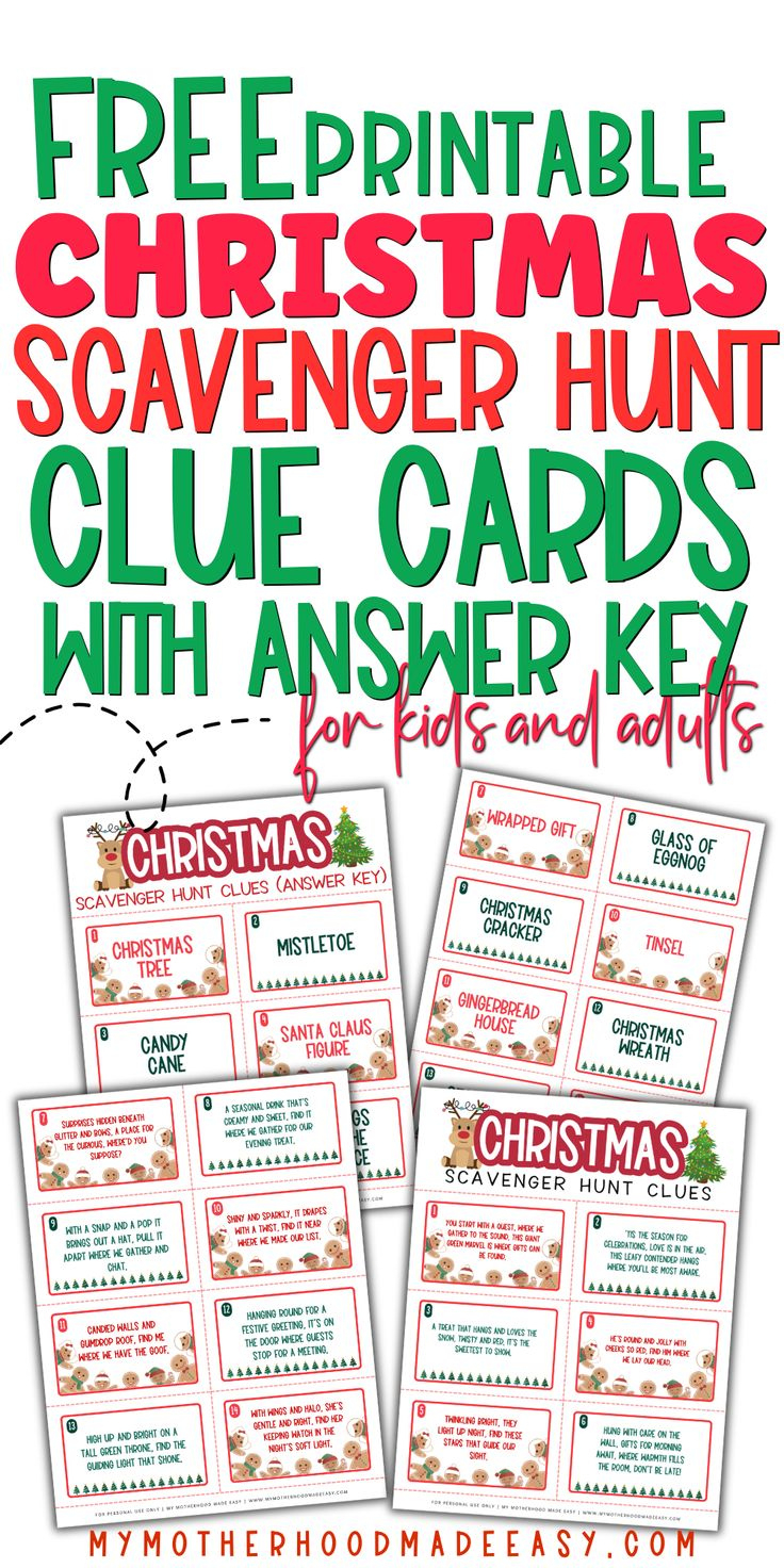 Free Printable Christmas Scavenger Hunt + Clues For Kids for 46 Printable Christmas Scavenger Hunt Clues