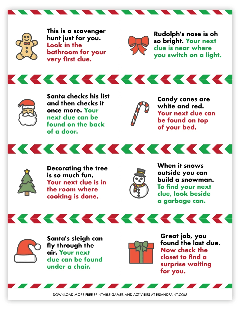 Free Printable Christmas Scavenger Hunt - Pjs And Paint throughout Christmas Scavenger Hunt Game Free Printable