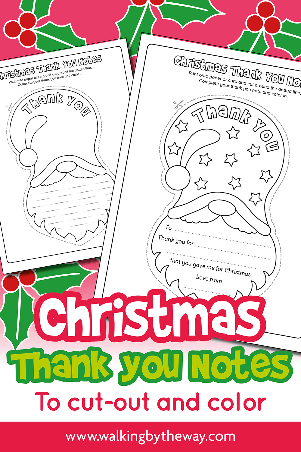 Free Printable Christmas Thank You Notes For Kids - Walkingthe Way inside Free Printable Thank You Card Christmas