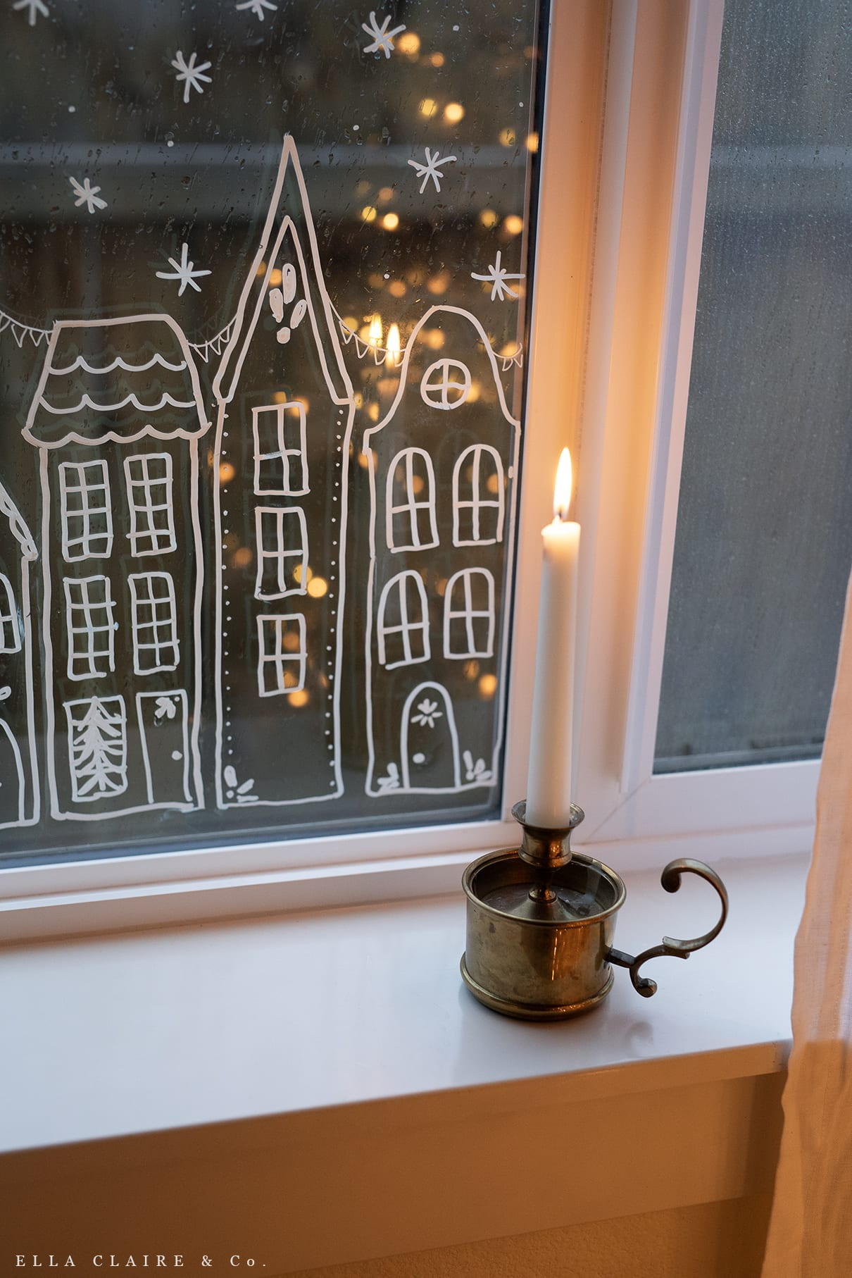 Free Printable Christmas Village Window Stencil - Ella Claire &amp;amp; Co. pertaining to Printable Christmas Window Templates
