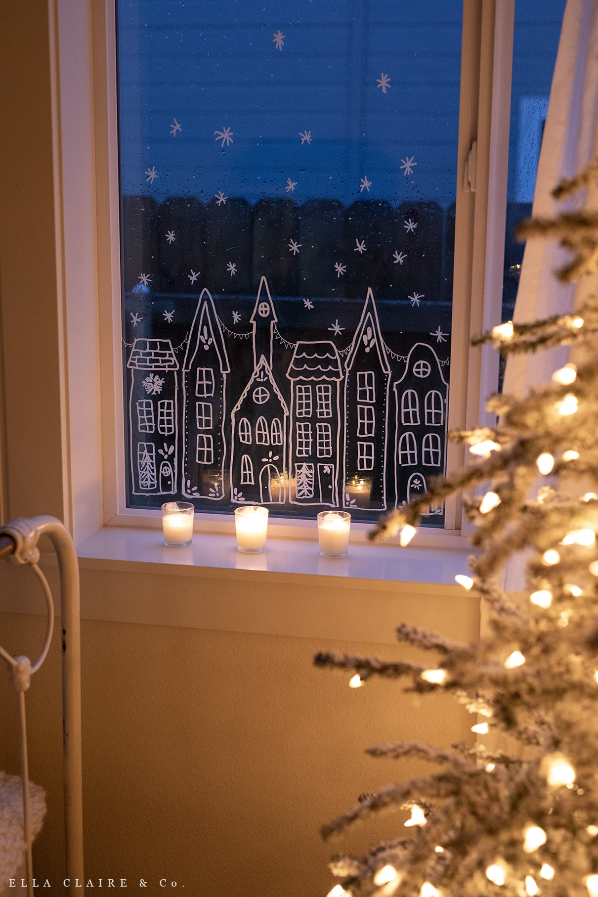 Free Printable Christmas Village Window Stencil - Ella Claire & Co. regarding Printable Christmas Window Stencils