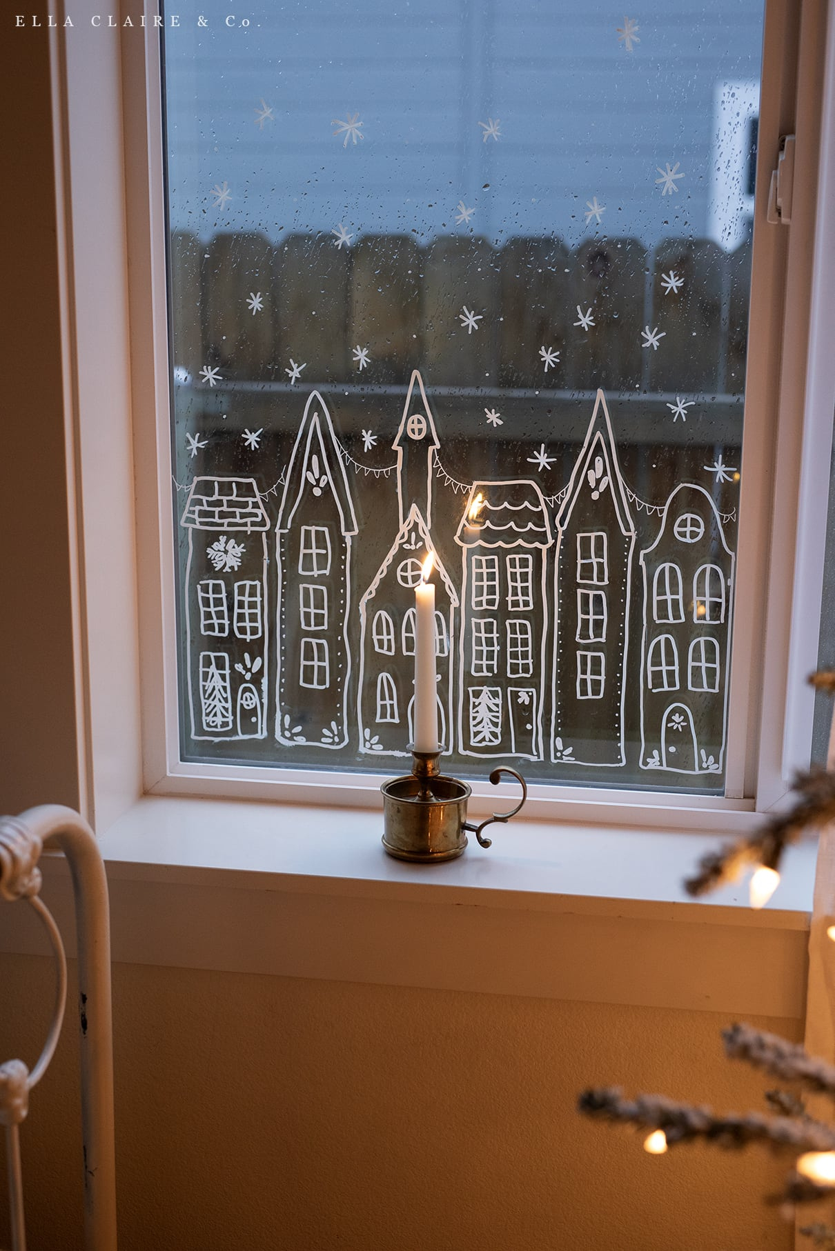 Free Printable Christmas Village Window Stencil - Ella Claire &amp;amp; Co. with Free Printable Christmas Window Stencils