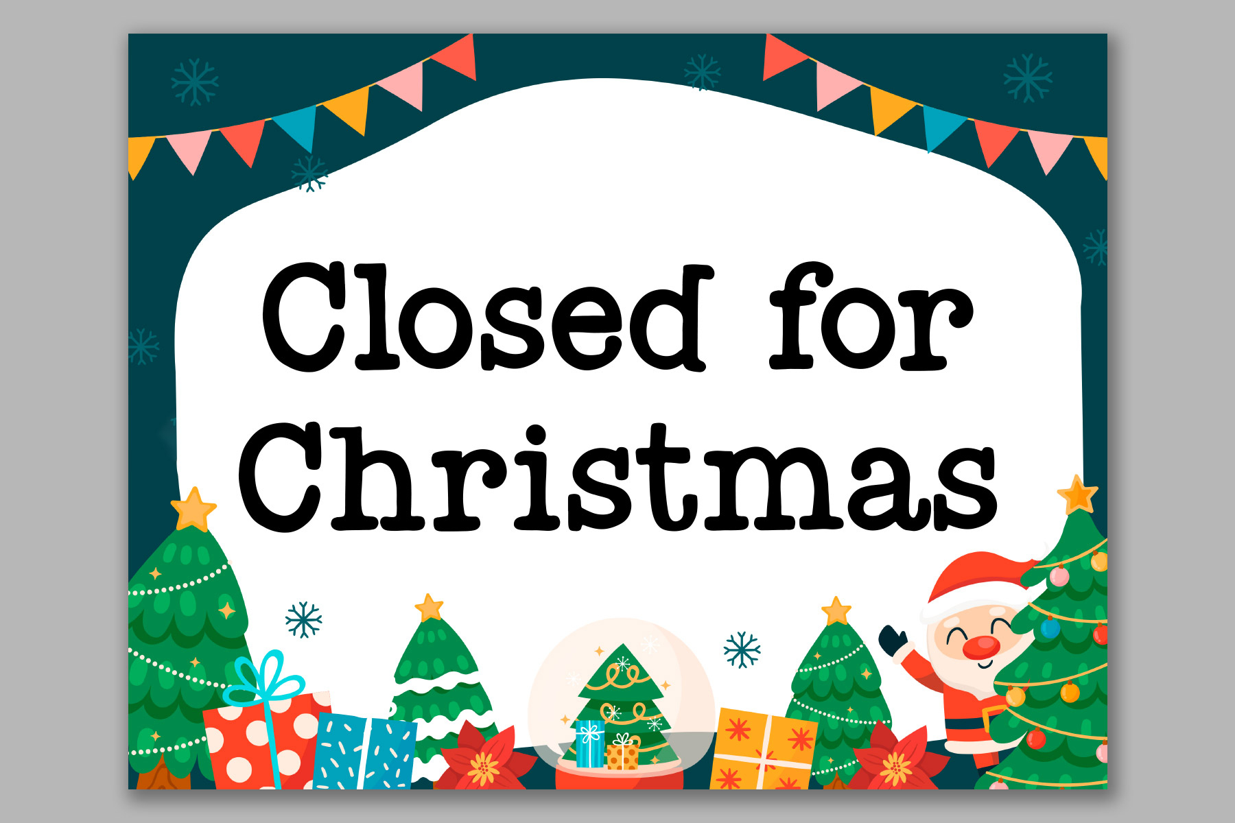 Free-Printable-Closed-For-Christmas-Sign-Template-Landscape-8 with Christmas Closed Sign Printable Free