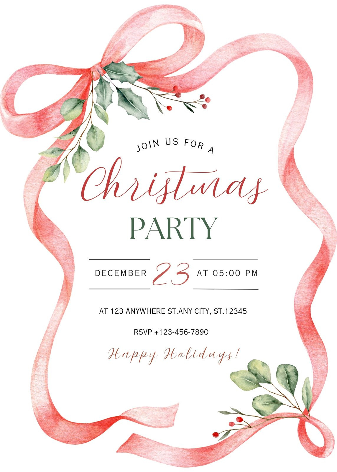 Free, Printable, Customizable Christmas Invitation Templates | Canva for Free Printable Christmas Holiday Party Invitations