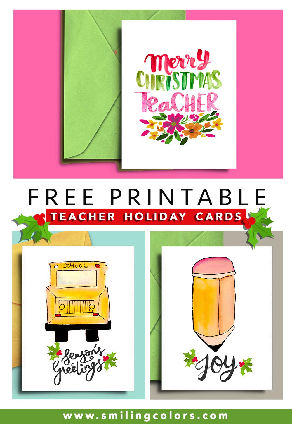 Free Printable Holiday Cards For Teachers And Bus Drivers within Teacher Christmas Card Printable Free