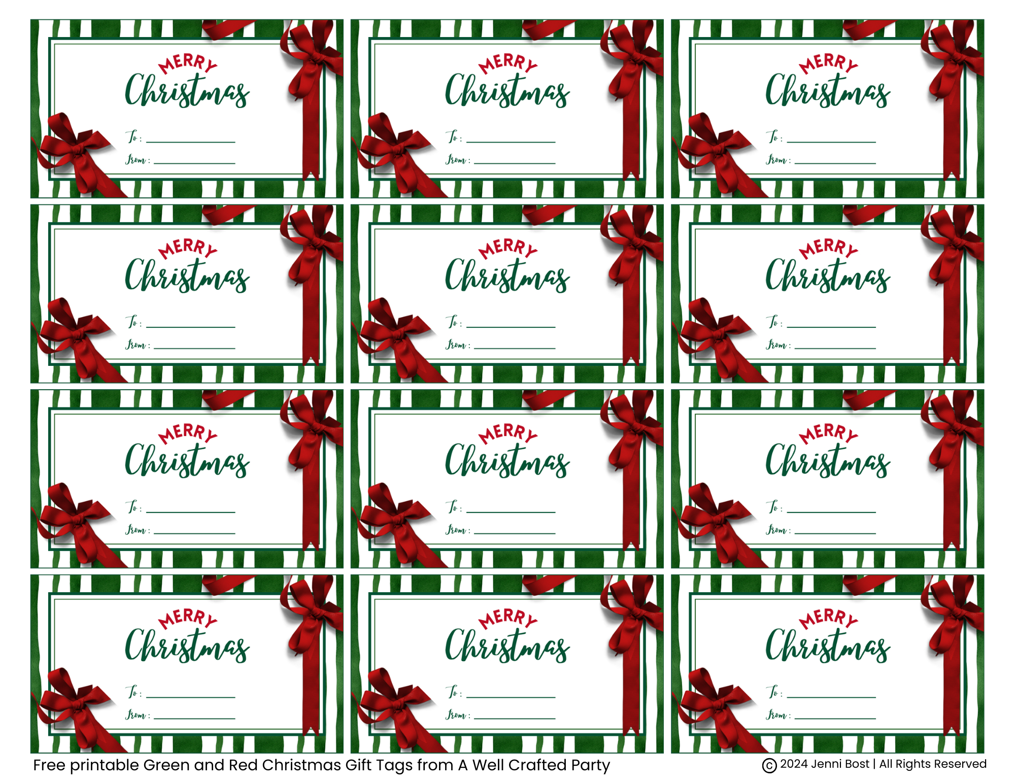 Free Printable Holiday Gift Tags – A Well Crafted Party for Christmas Gift Tags Printable Editable
