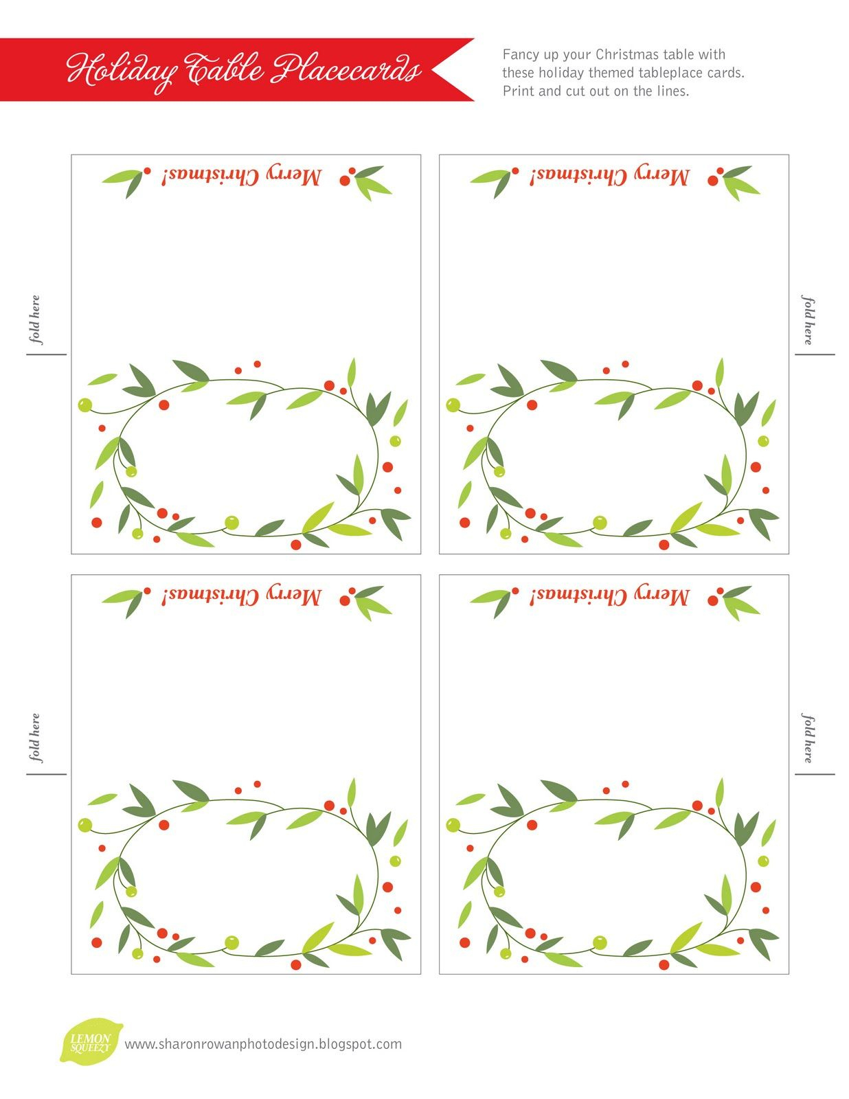 Free Printable Place Cards For Christmas, Download Free Printable for Printable Christmas Table Place Card