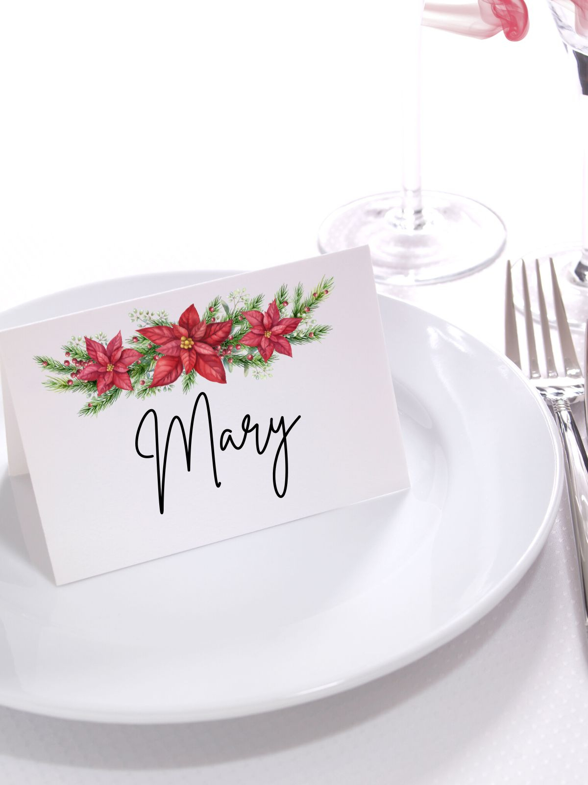 Free Printable Place Cards: Simple, Thanksgiving & Christmas for Free Printable Christmas Table Place Card