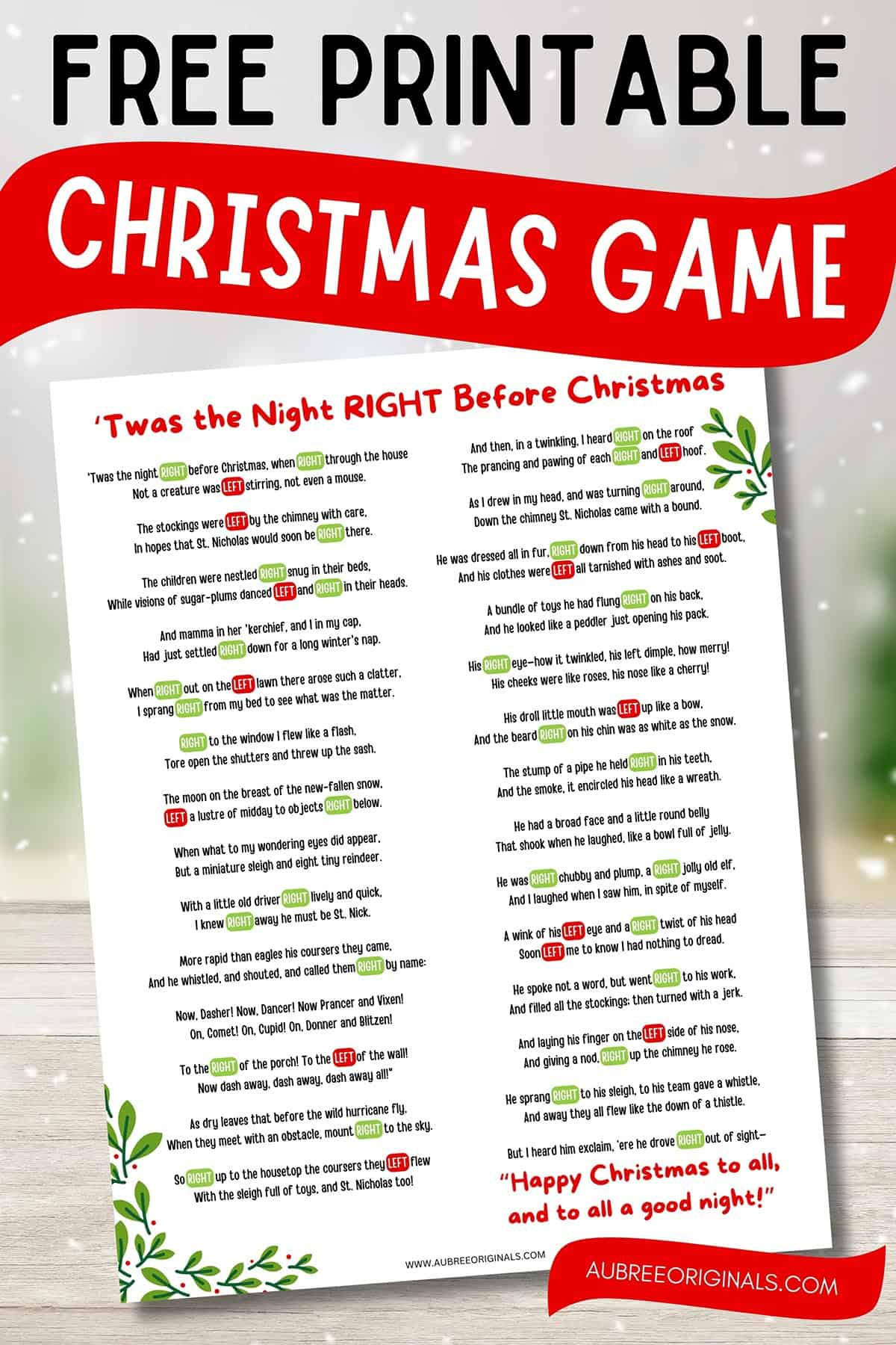 Free Printable Right Left Christmas Game Story - Aubree Originals throughout Left And Right Christmas Game Printable