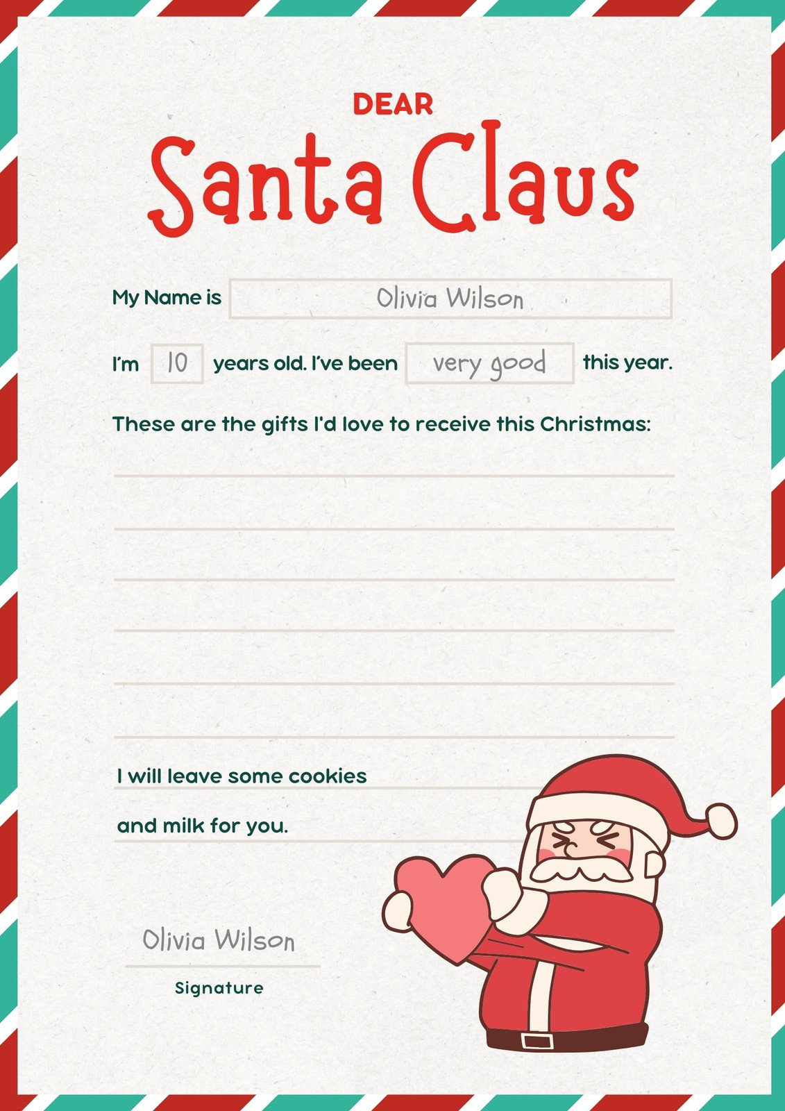 Free Printable Santa Letter Templates You Can Customize | Canva with regard to Santa Christmas Letter Printable