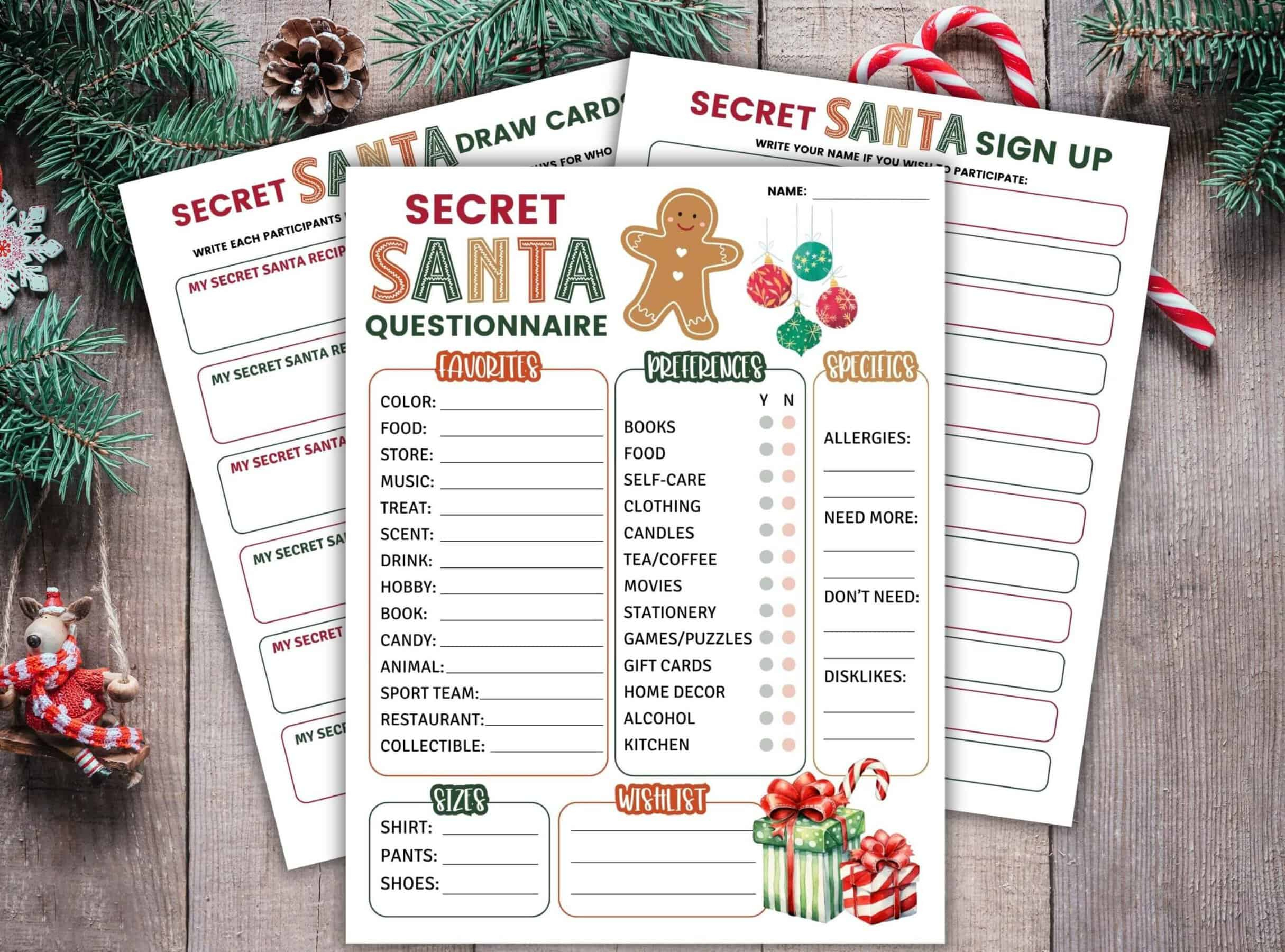Free Printable Secret Santa Questionnaire in Christmas Secret Santa Form Printable