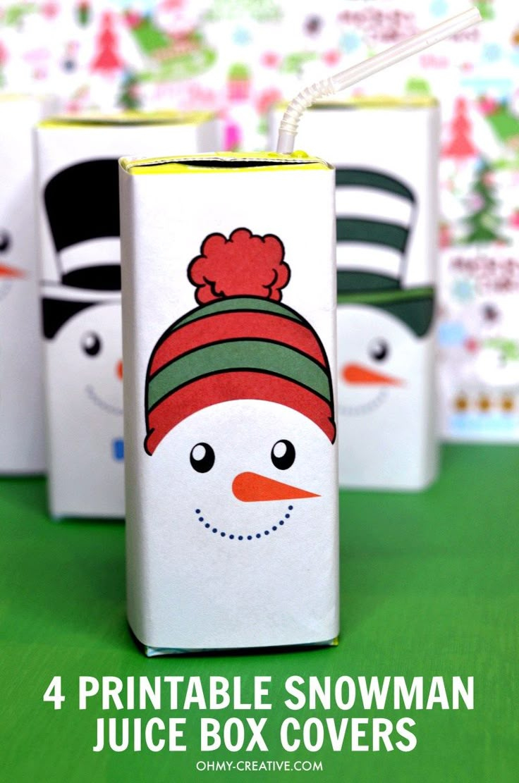 Free Printable Snowman Juice Box Covers with Free Printable Christmas Juice Box Covers