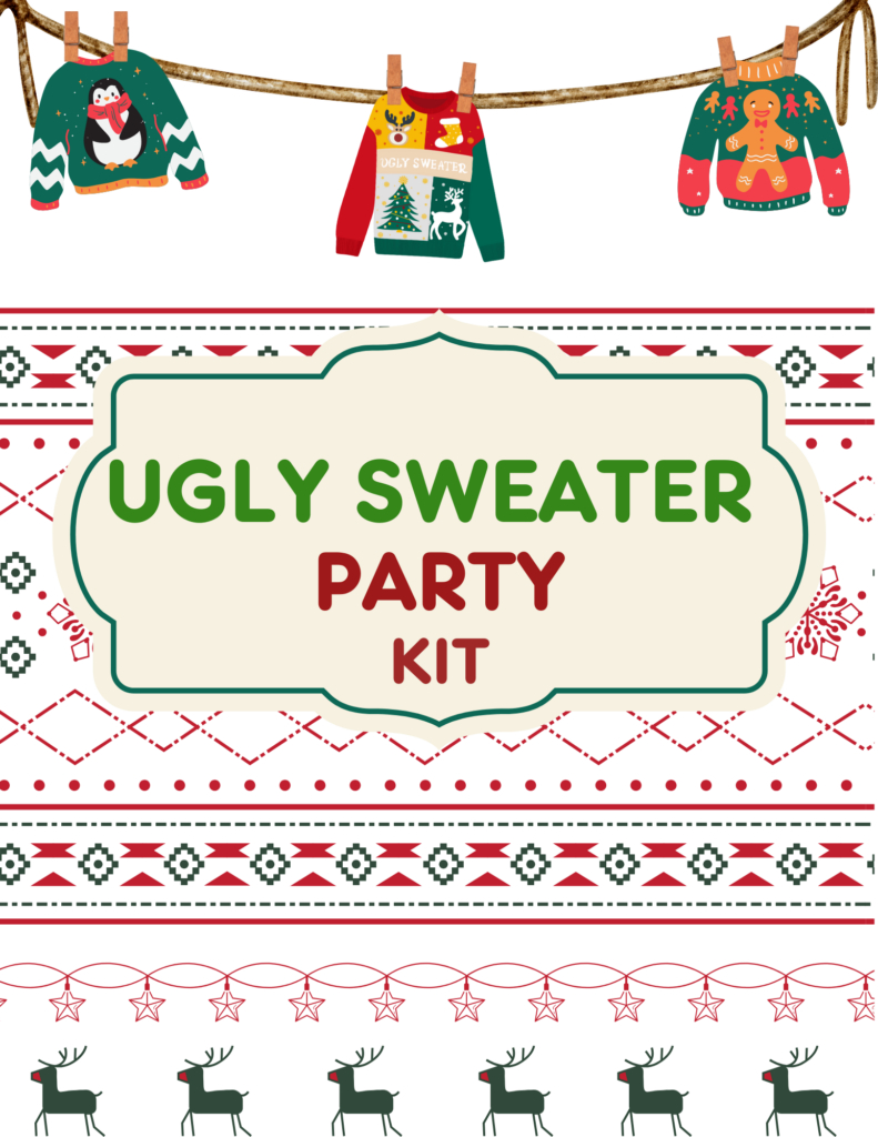 Free Printable Ugly Christmas Sweater Party Kit - My Uncommon throughout Ugly Christmas Sweater Free Printable