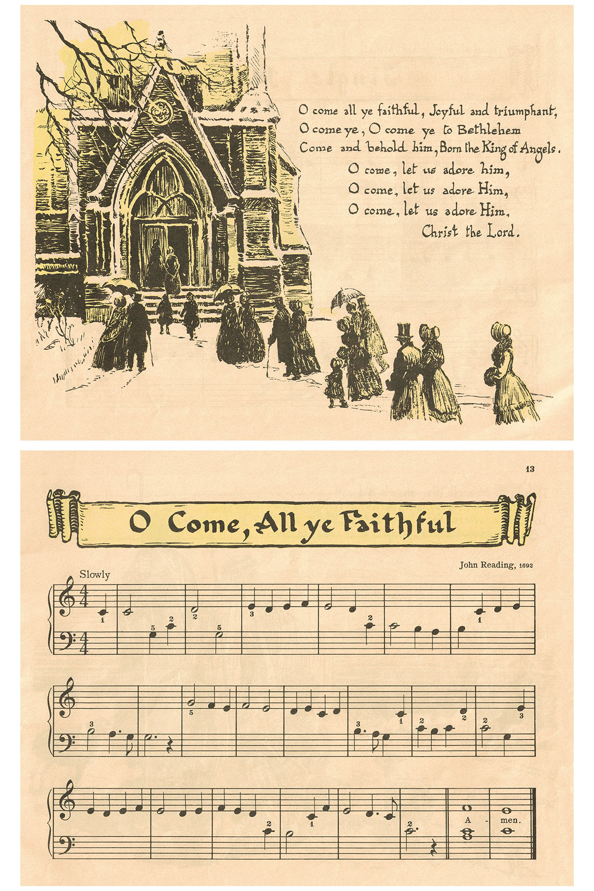 Free Printable Vintage Beginner Piano Christmas Carols • Rose intended for Free Printable Christmas Sheet Music For Piano
