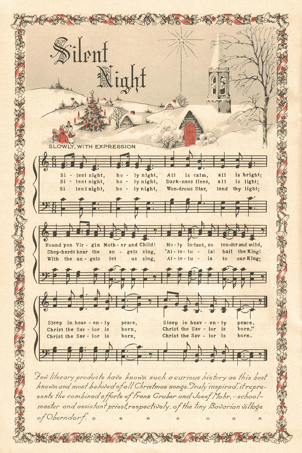 Free Printable Vintage Color Illustration Christmas Carols • Rose intended for Old Fashioned Free Printable Vintage Christmas Sheet Music