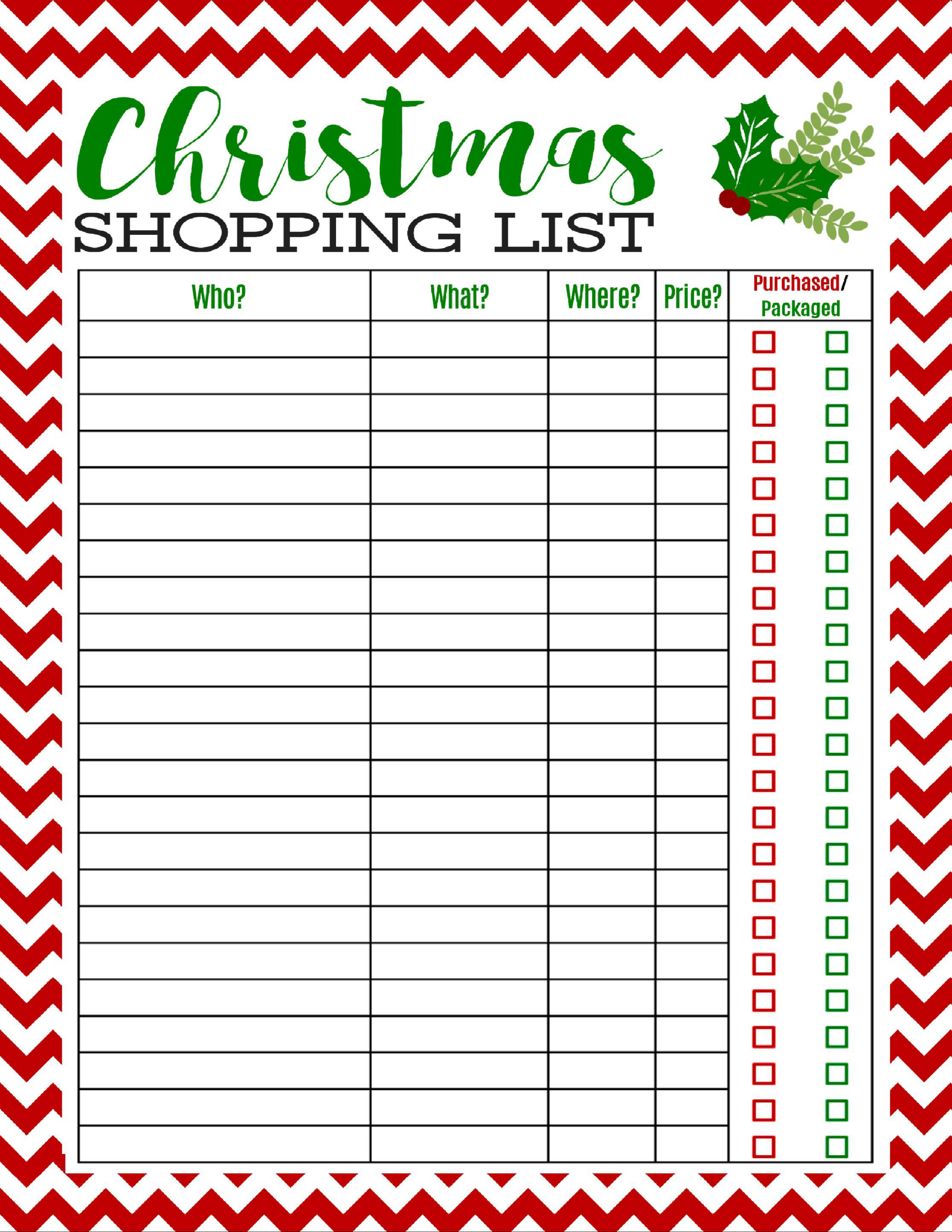 Freebie Printable Christmas Shopping List - Mom 4 Real throughout Christmas Shopping List Free Printable