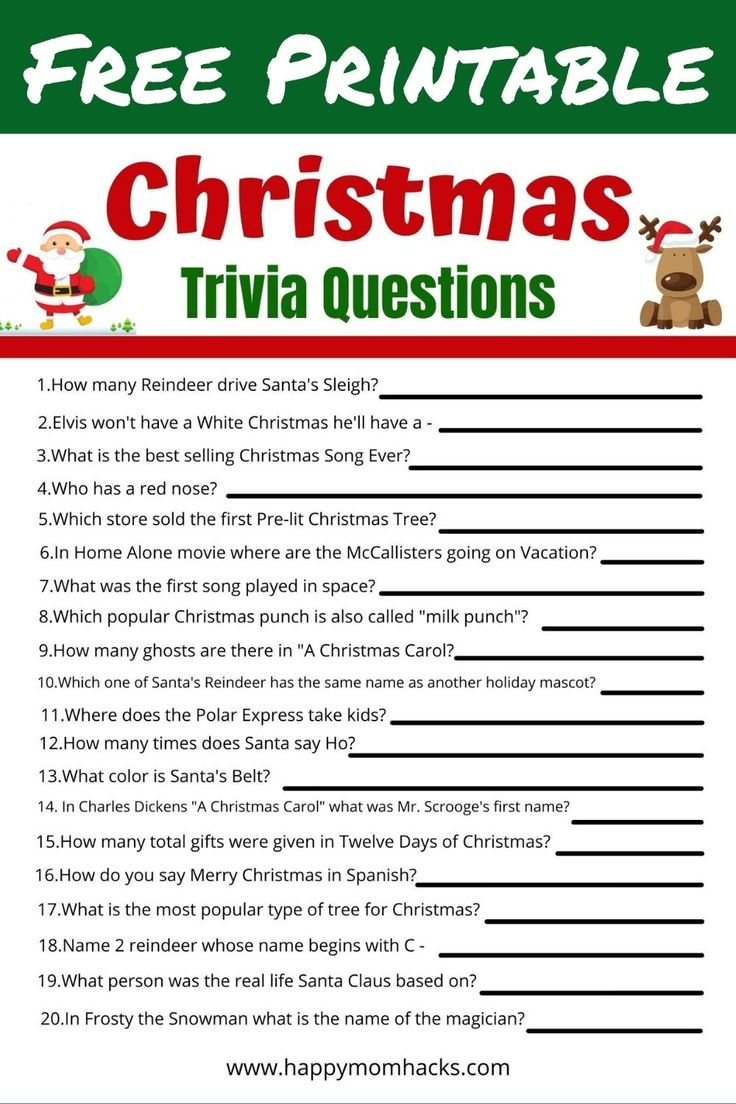 Fun Family Christmas Quiz Questions &amp;amp; Answers -Free Printable regarding Free Printable Printable Christmas Games With Answers