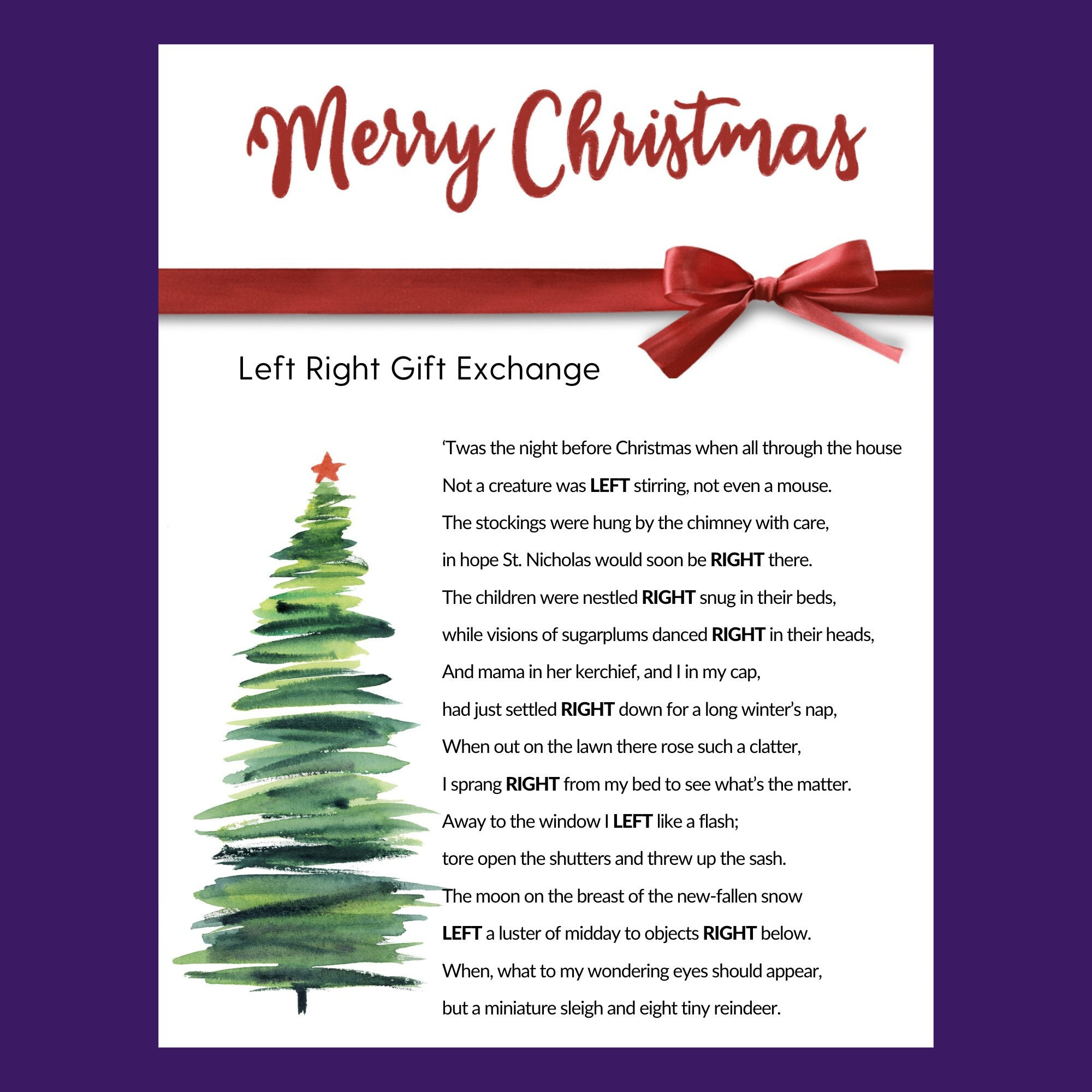 Gift Exchange Game - &amp;#039;Twas The Night Before Christmas Left Right pertaining to Christmas Gift Exchange Poem Printable