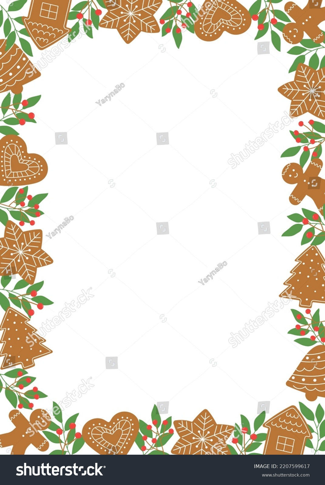 Gingerbread Cookies Frame Winter Homemade Sweets Stock Vector throughout Free Printable Christmas Cookie Border