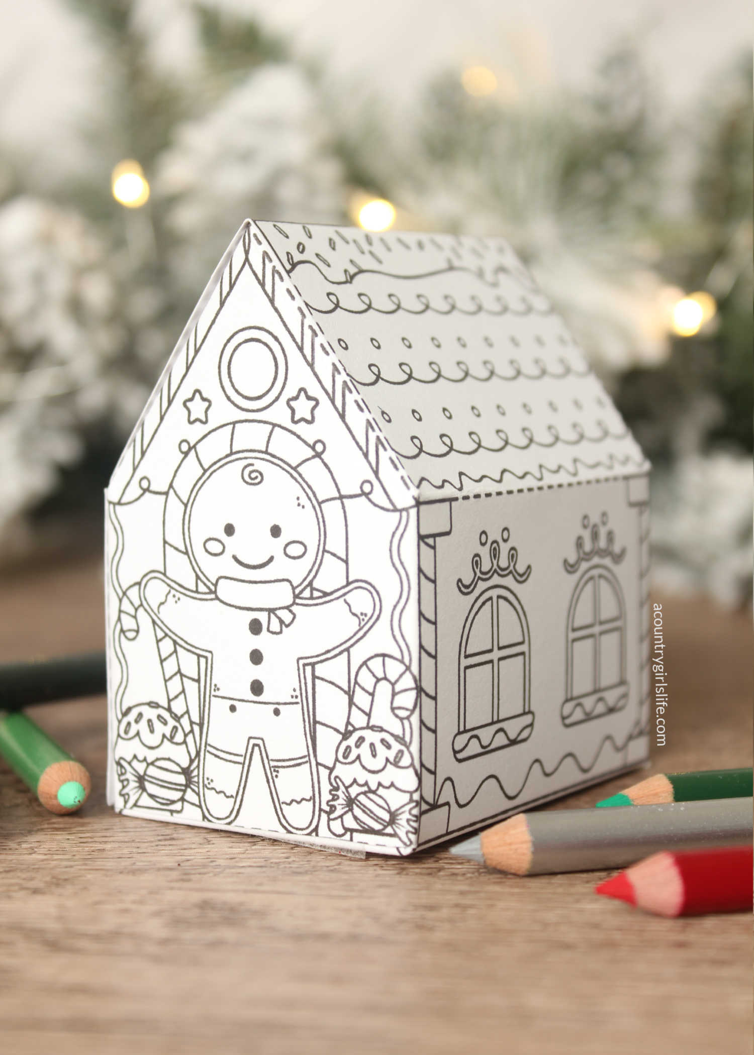 Gingerbread House To Color (Free 3D Printable) - A Country Girl'S Life intended for Christmas Gingerbread House Printable