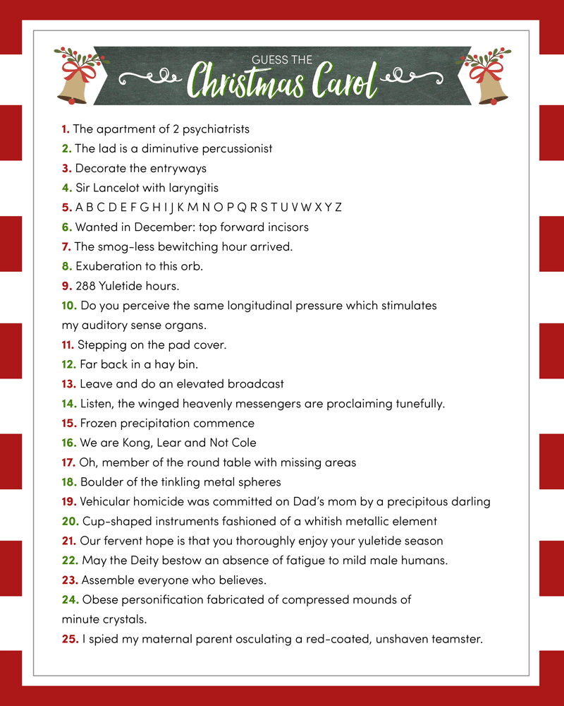 Guess The Christmas Carole Game {Free Printable} | Lil' Luna in Christmas Carol Game Printable
