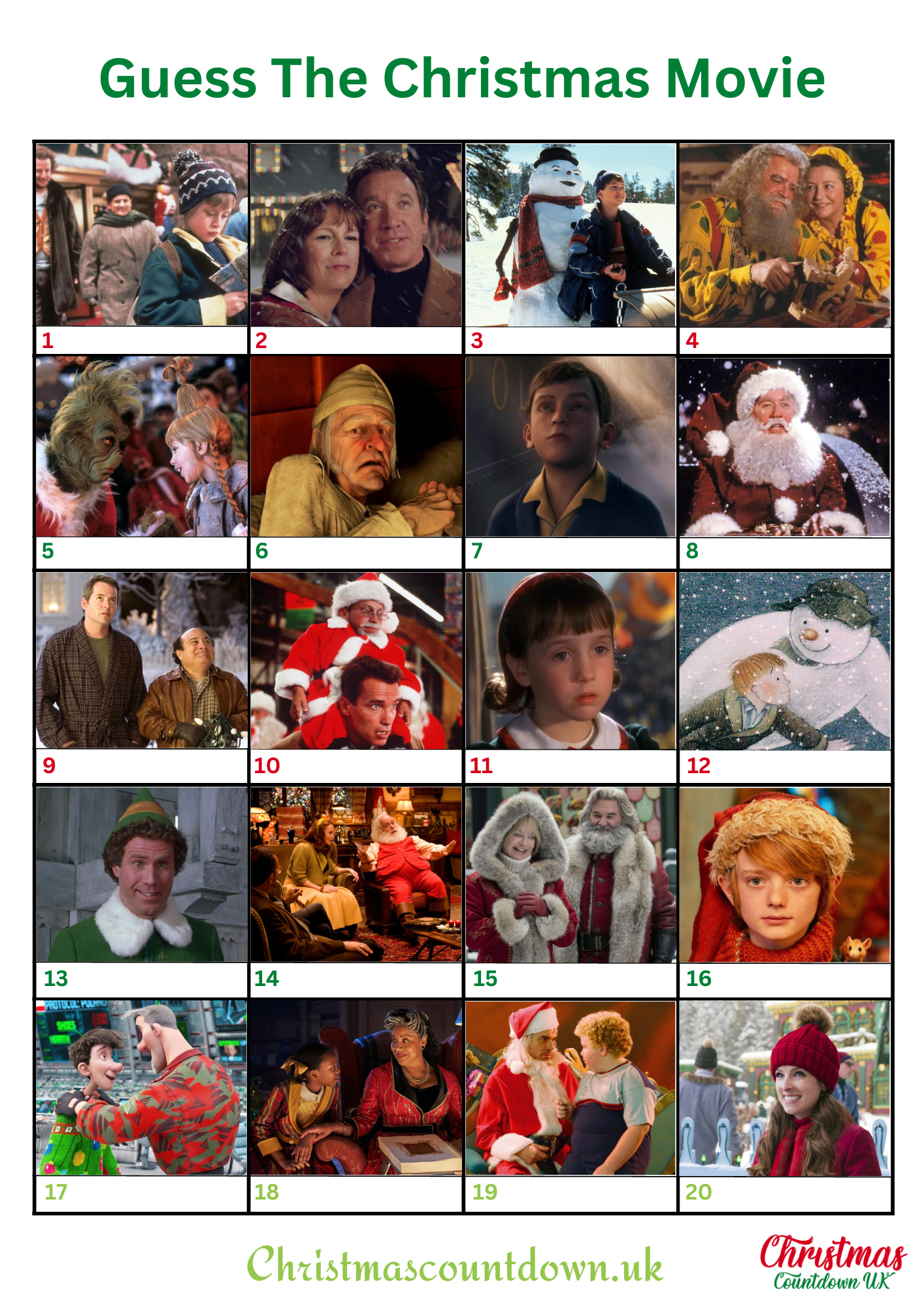 Guess The Christmas Movie Picture Quiz 2025 throughout Christmas Movie Picture Quiz Printable
