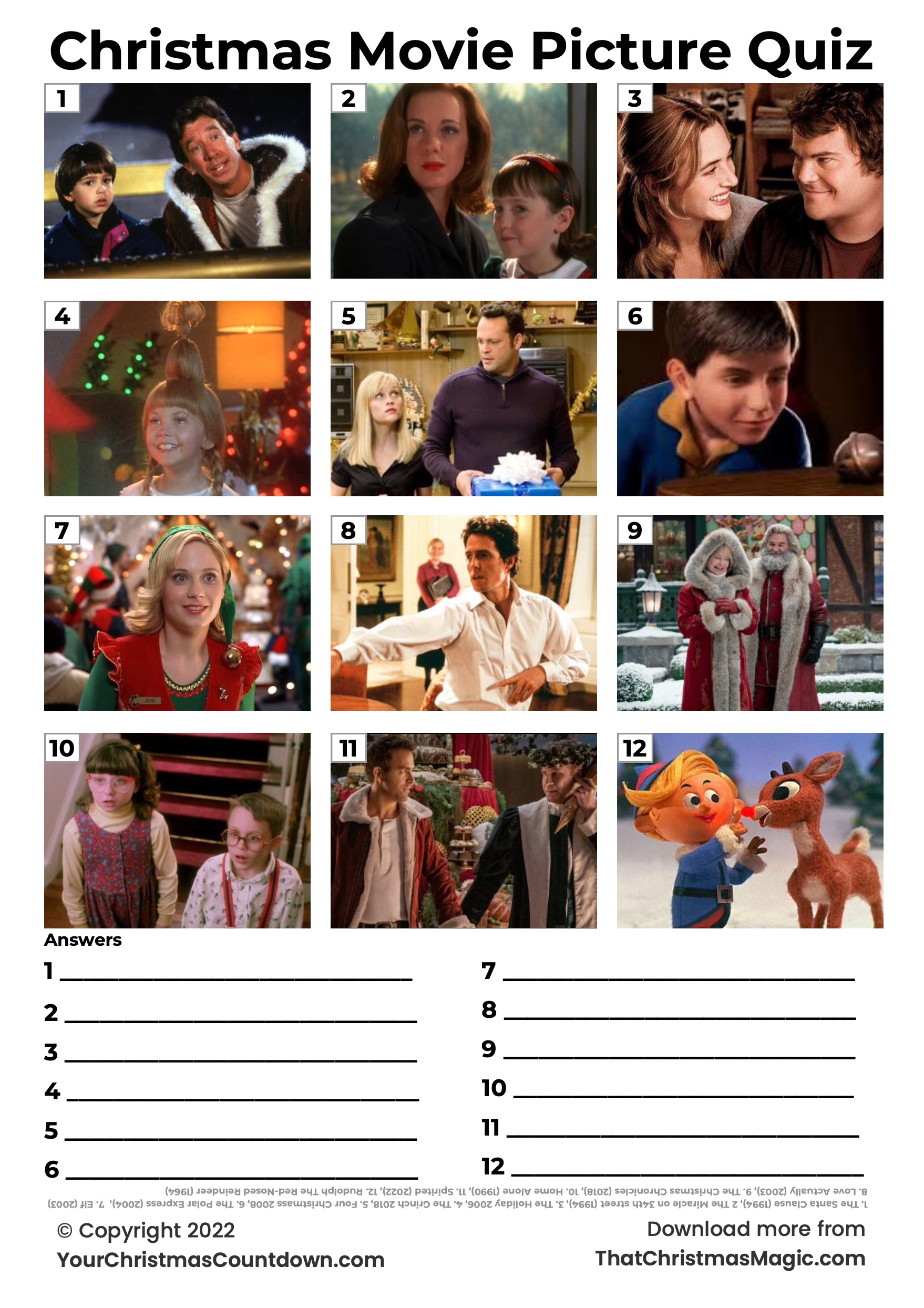 Guess The Christmas Movie Picture Quiz With Answers Quiz With inside Christmas Movie Picture Quiz Printable