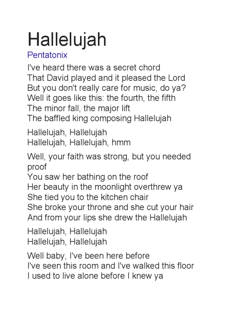 Hallelujah: Pentatonix | Pdf - Worksheets Library with Christmas Hallelujah Lyrics Printable