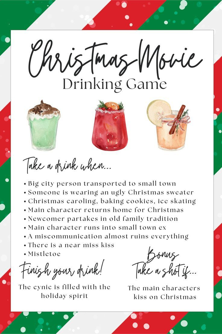 Hallmark Christmas Movie Drinking Game, Printable Holiday Game pertaining to Hallmark Christmas Movie Drinking Game Printable