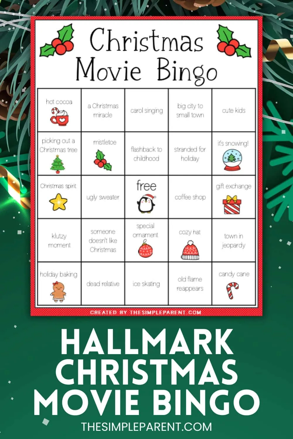 Hallmark Movie Bingo - The Simple Parent within Hallmark Christmas Bingo Printable
