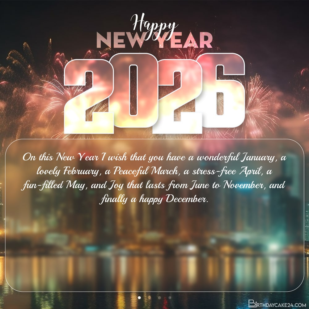 Happy New Year 2026 Wishes Card Maker With Fireworks intended for Happy New Year 2026 News Quotes Gif