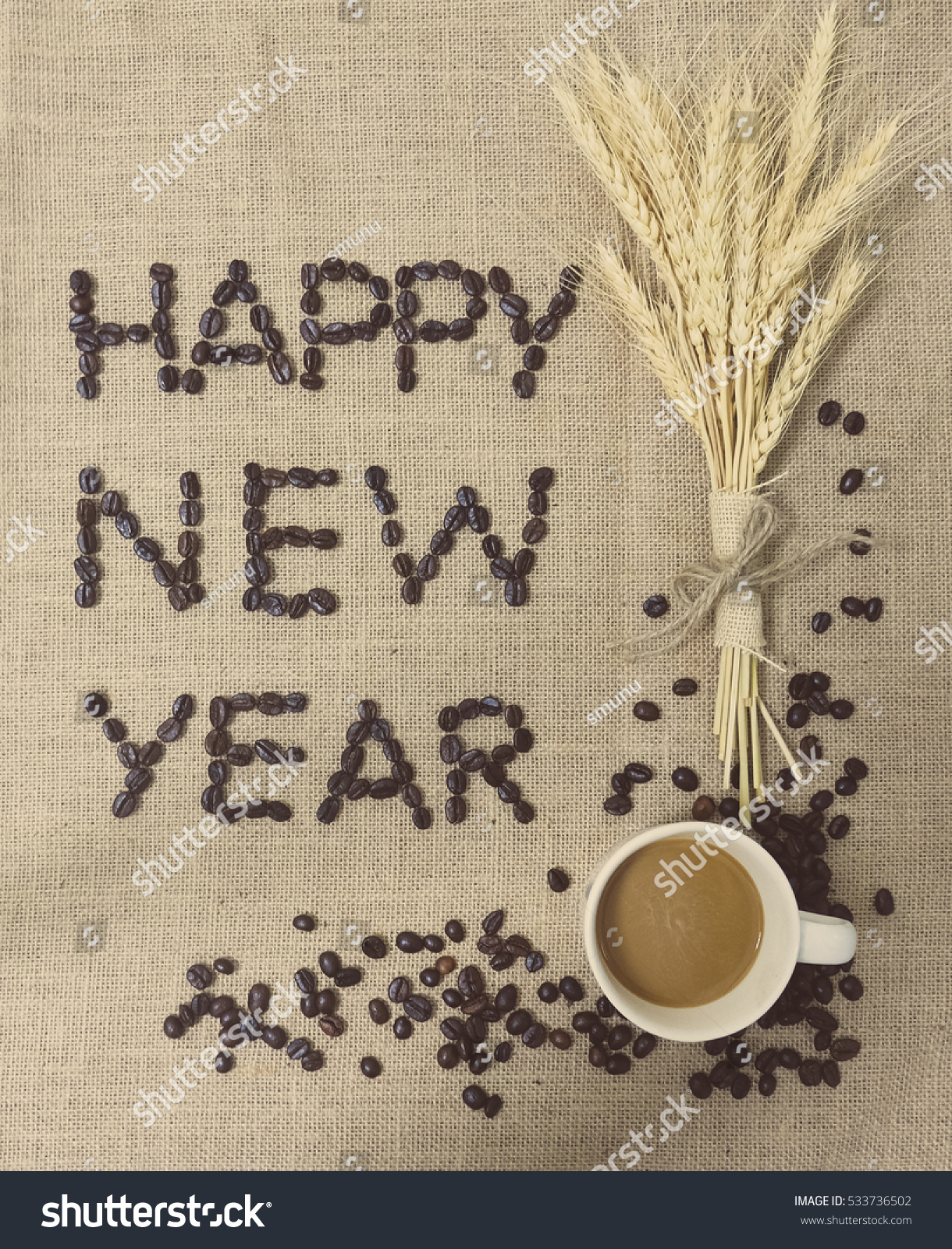 Happy New Year Coffee Beans On Stock Photo 533736502 | Shutterstock regarding Happy New Year Coffee Quotes