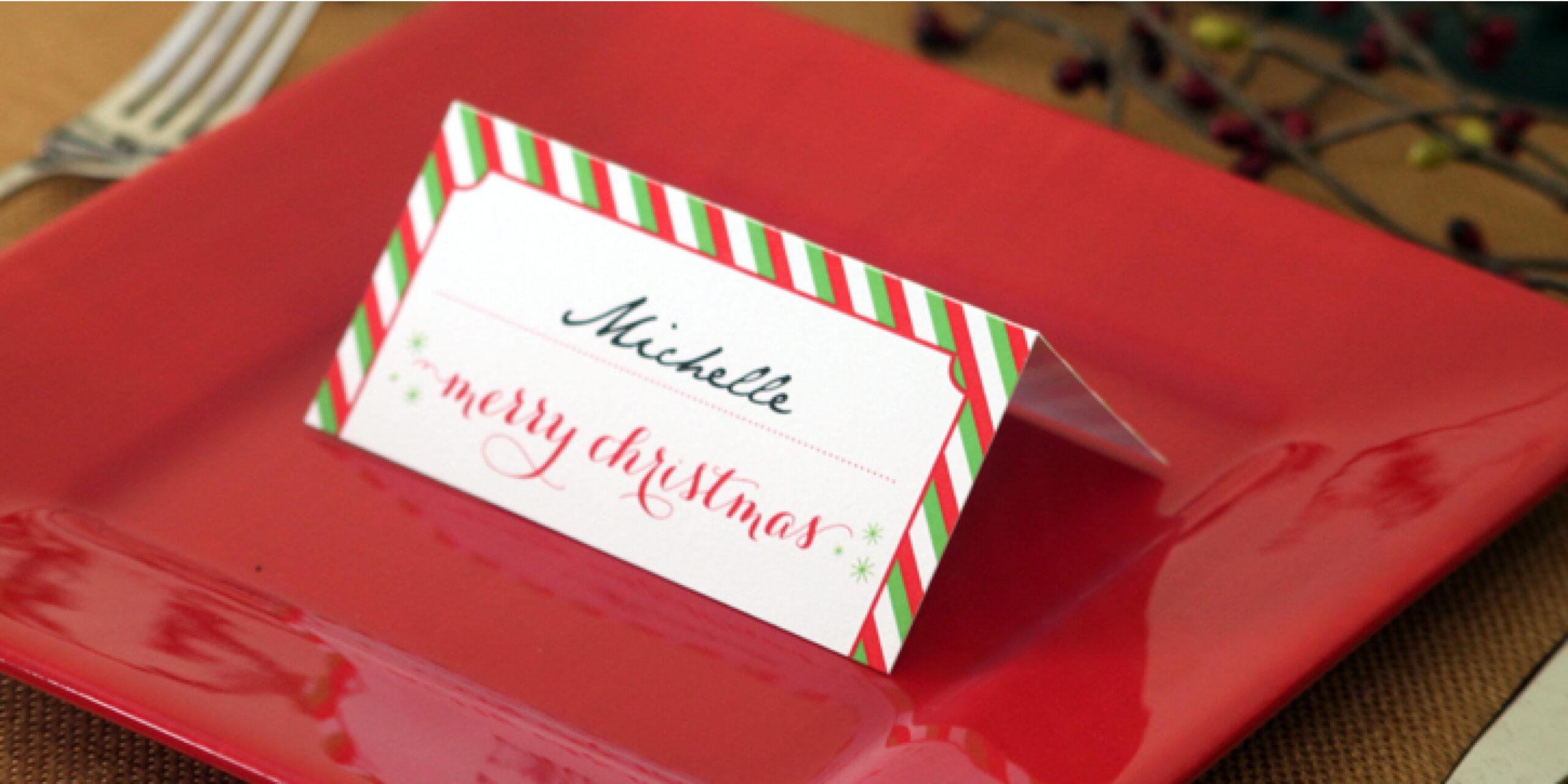 Holiday Place Card Diy Printable pertaining to Name Plate Free Printable Christmas Place Card Template