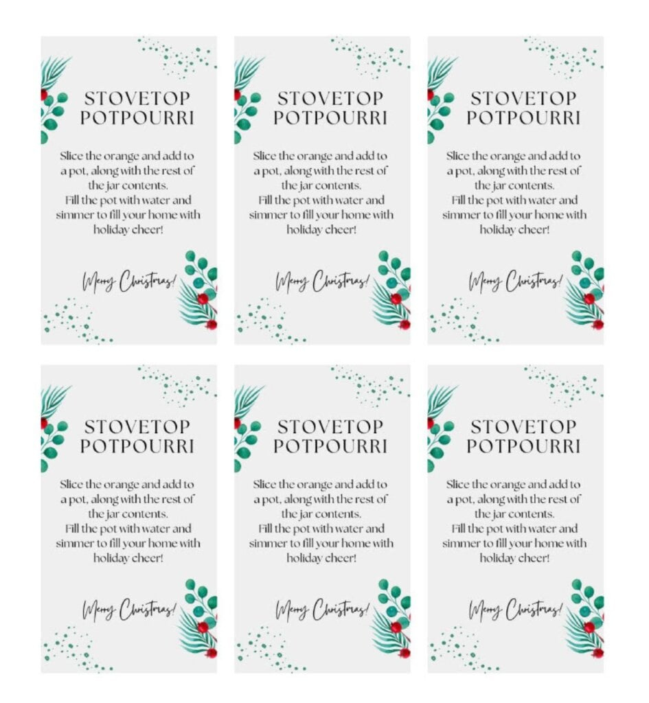 Holiday Potpourri in Christmas Potpourri Gift Tags Printable