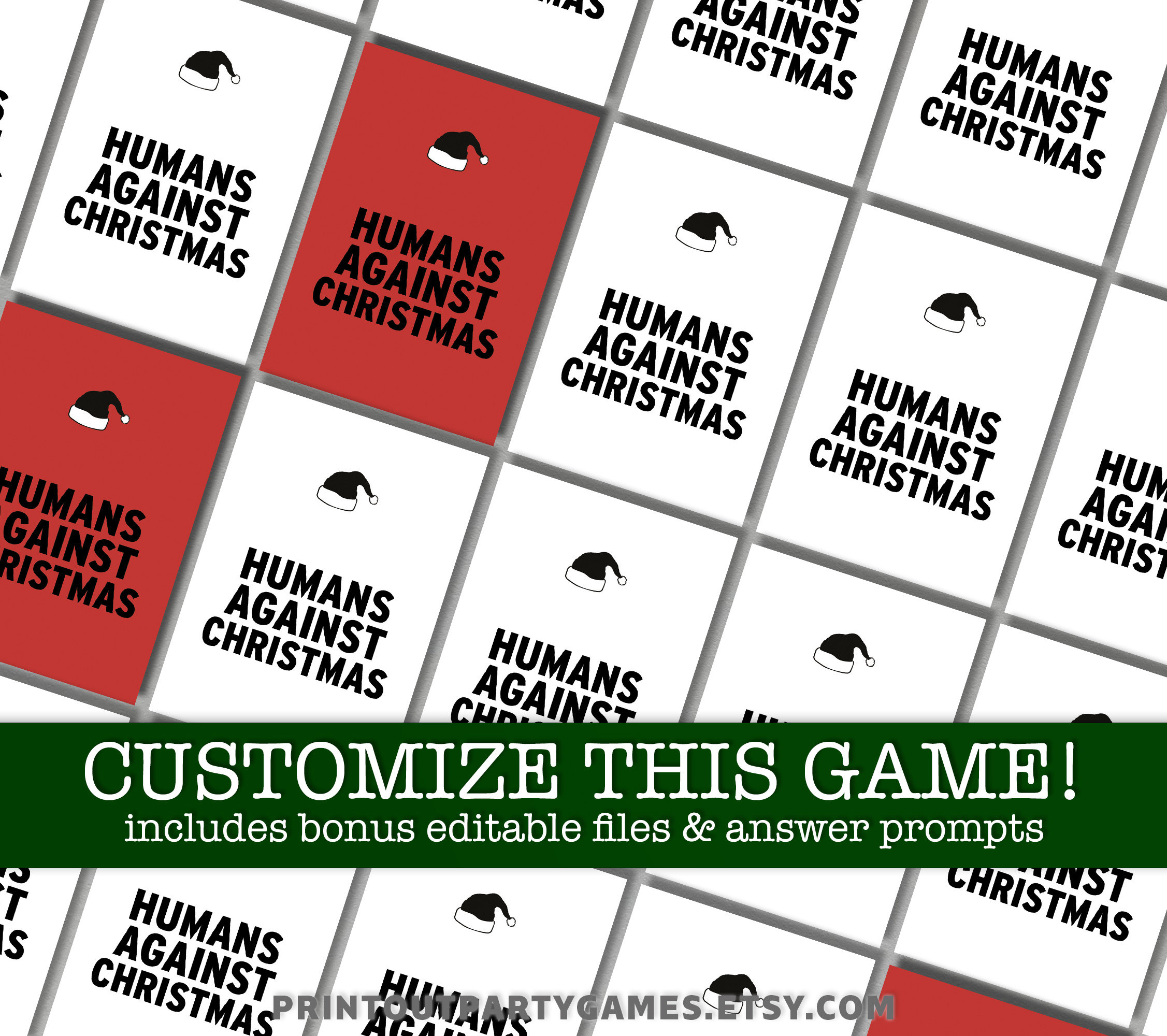 Humans Against Christmas Game, Funny Printable Holiday Card Game intended for Card Against Christmas Game Printable