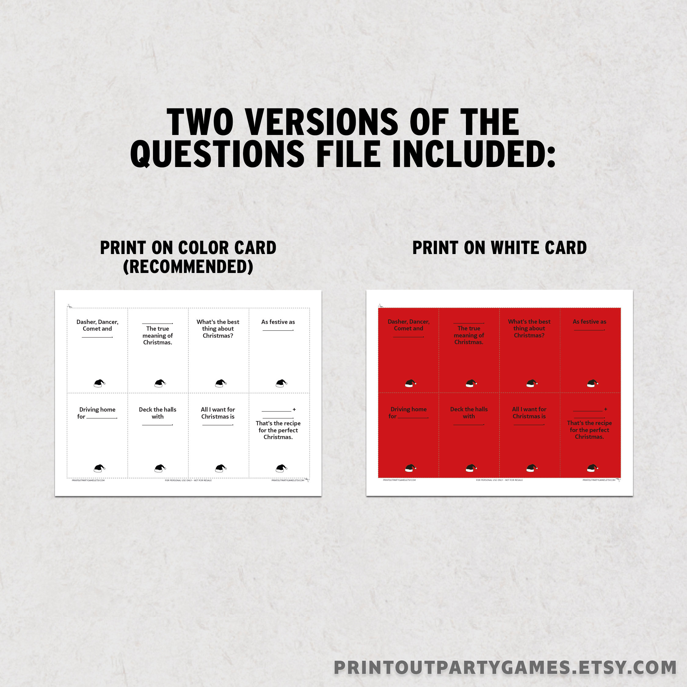 Humans Against Christmas Game, Funny Printable Holiday Card Game intended for Card Against Christmas Game Printable