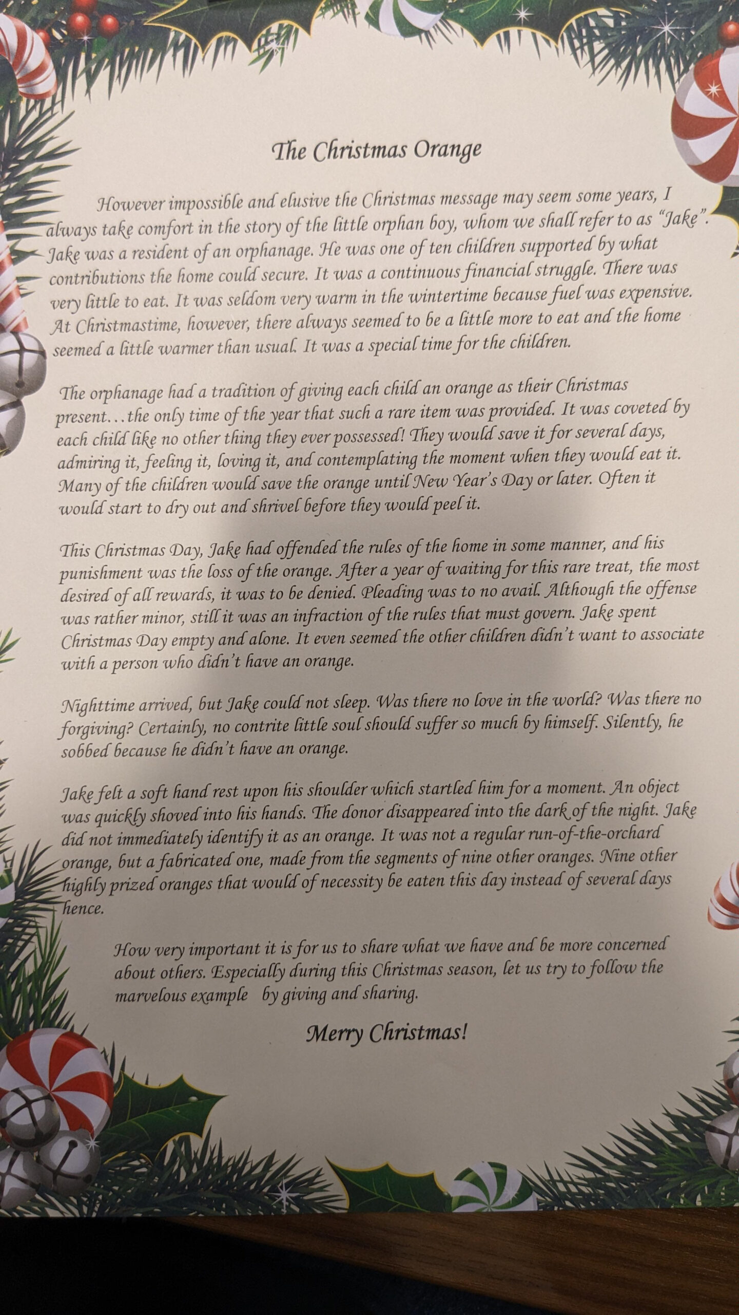 I Got A Bizarre Christmas &amp;quot;Bonus&amp;quot; Of A Story About An Orphan Boy pertaining to Printable Christmas Orange Story