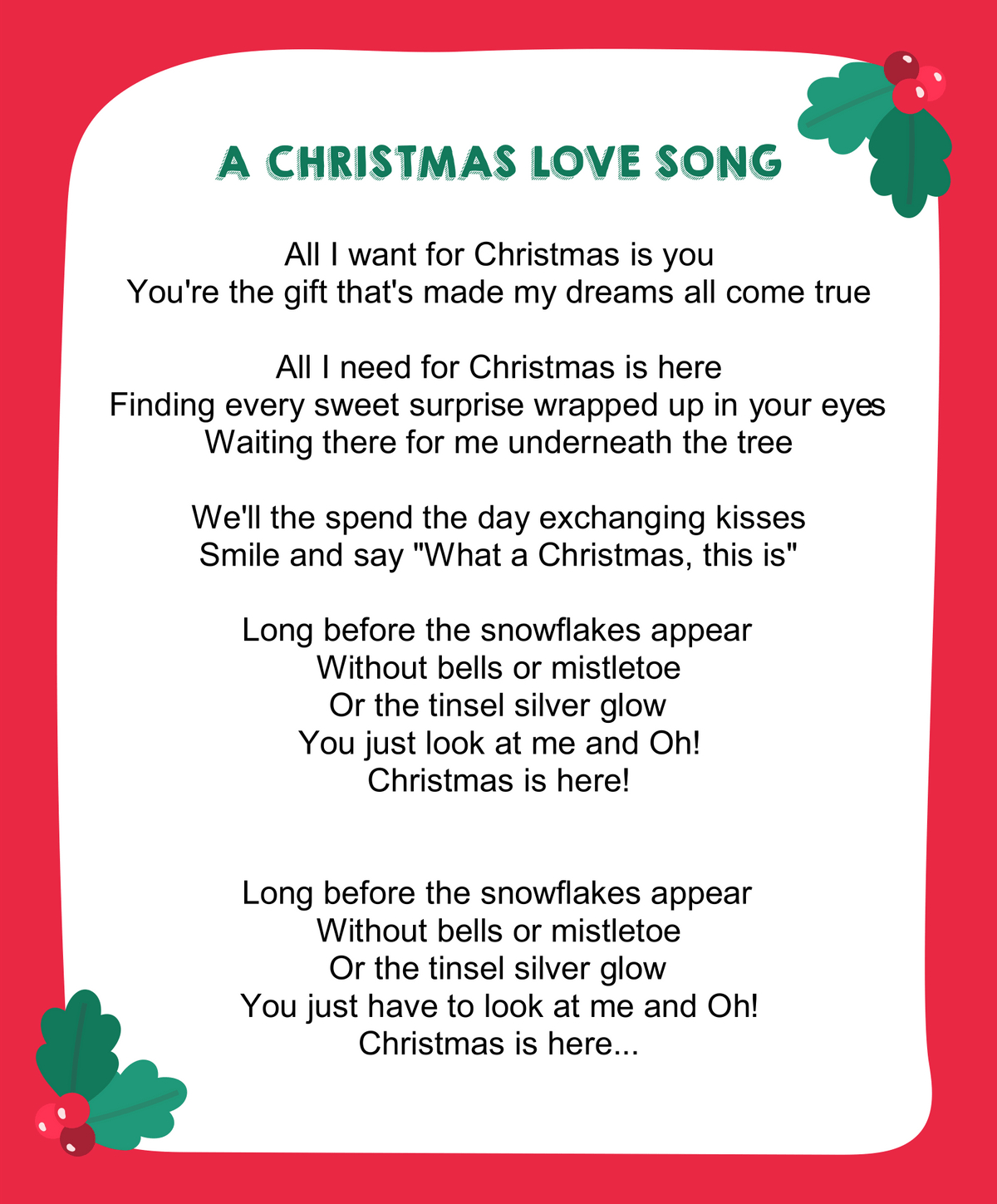 I&amp;#039;M A Happy Little Christmas Tree Lyrics regarding Printable Rockin Around The Christmas Tree Lyrics