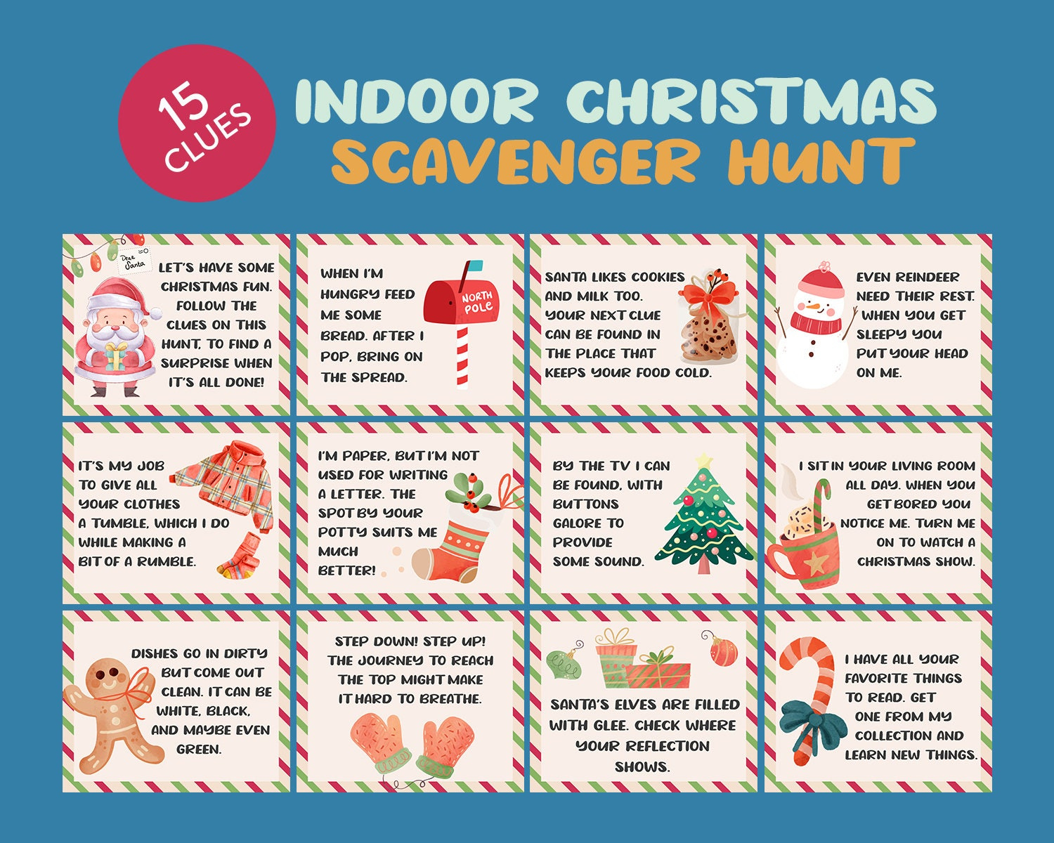 Indoor Christmas Scavenger Hunt For Kids, Christmas Elf Kit with regard to Printable Indoor Christmas Scavenger Hunt