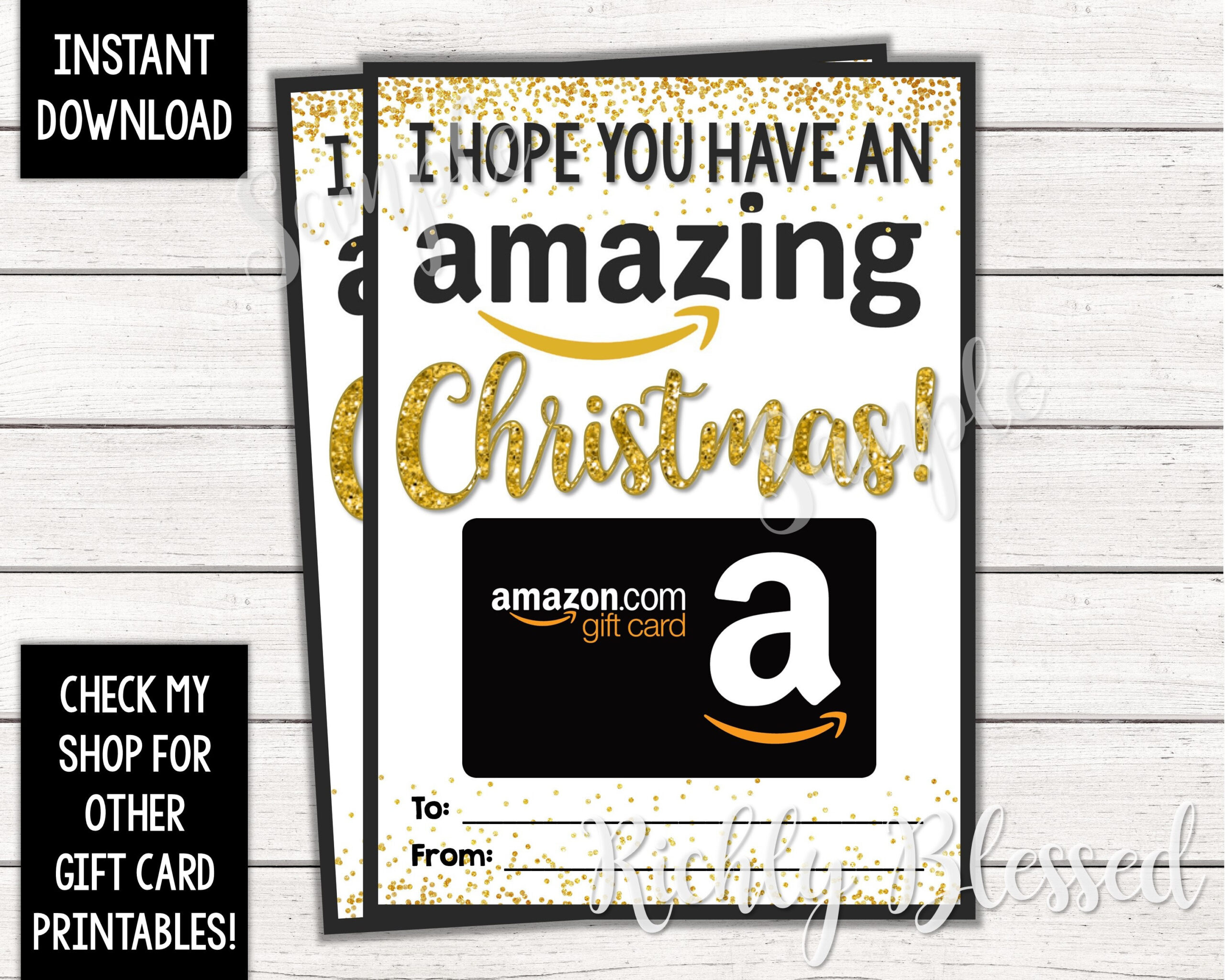 Instant Download Amazon Gift Card Christmas Card Holder Gift Card throughout Amazon Gift Card Christmas Printable